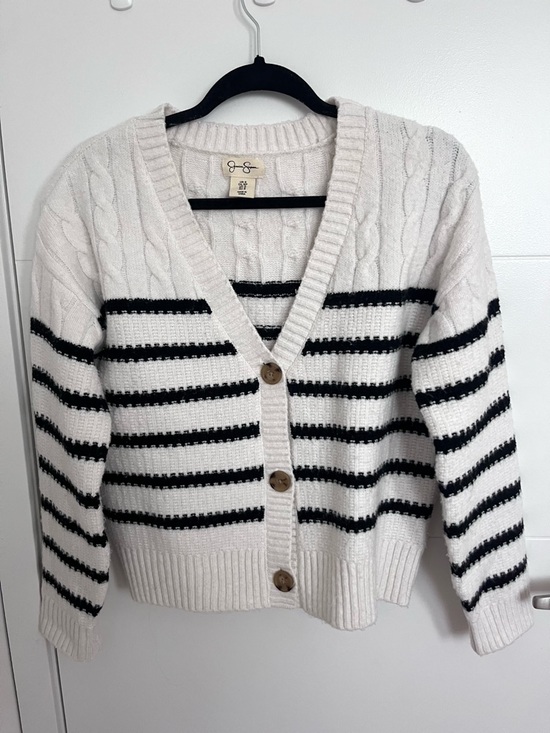 Jessica Simpson Sweaters - Jessica Simpson Striped Cable-Knit Cardigan